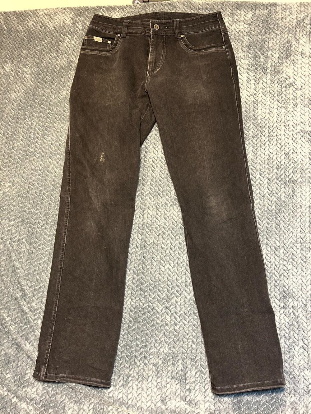 Kuhl Jeans Mens 32x34 Black Denim Dark Wash Straight Leg Streetwear Casual